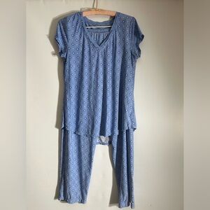 ALFANI INTIMATES SOFT BLUE MULTI COLORS DIAMOND SHAPES WOMEN’S PJS SIZE MEDIUM